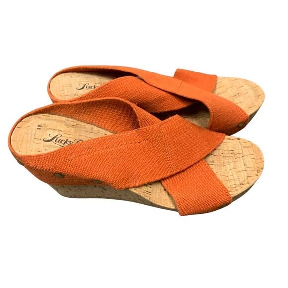 Vintage Orange Wedge Heels - Picture 2 of 6